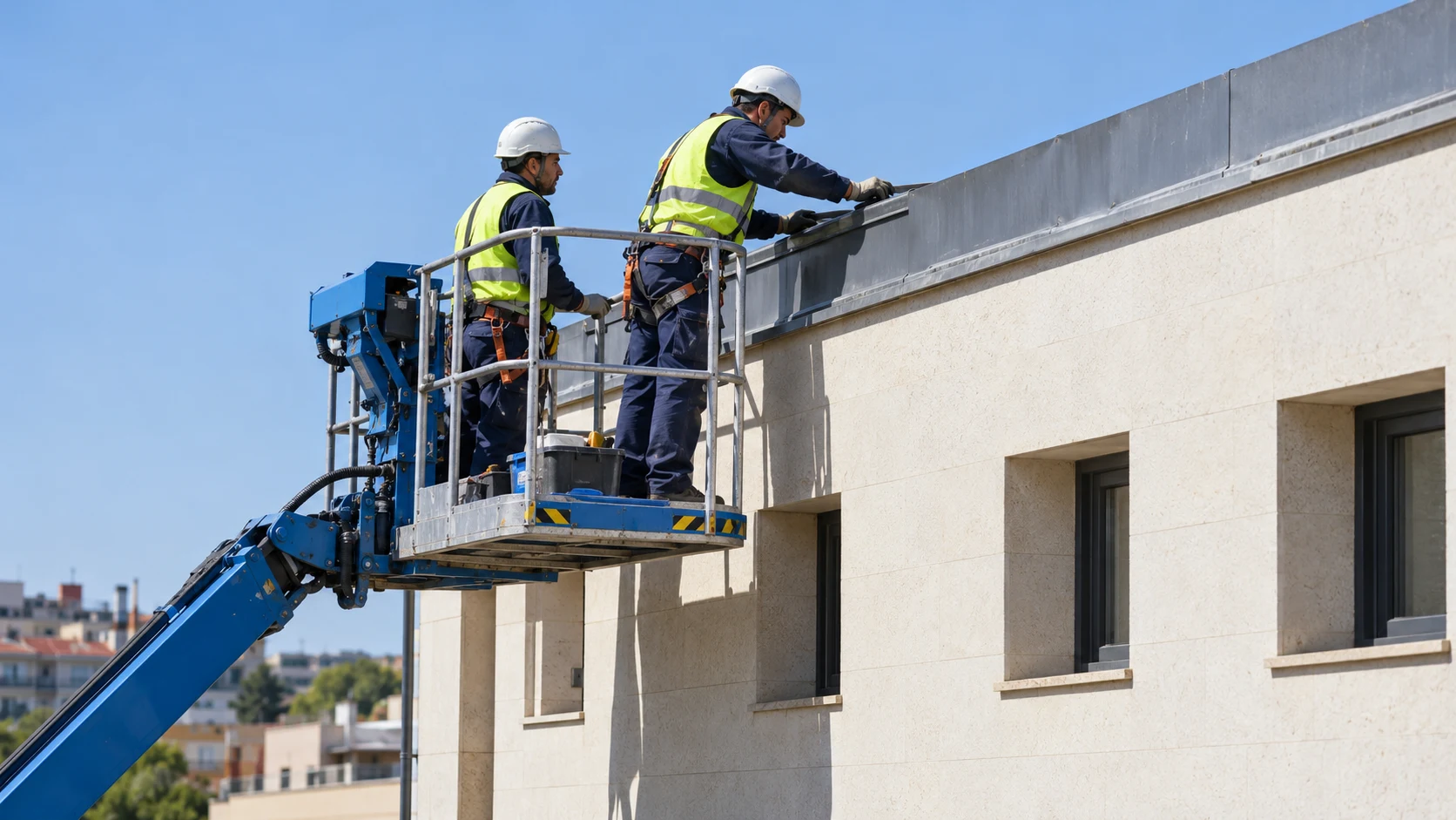 Reparación de remate de cubierta desde cesta